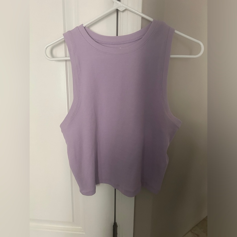 Hollister Ribbed High Neck Tank Top Purple Large